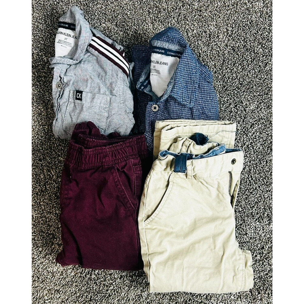 Lot of 3T Childrens Preppy Shirts & Pants Calvin Klein Button Down & Cat & Jack
